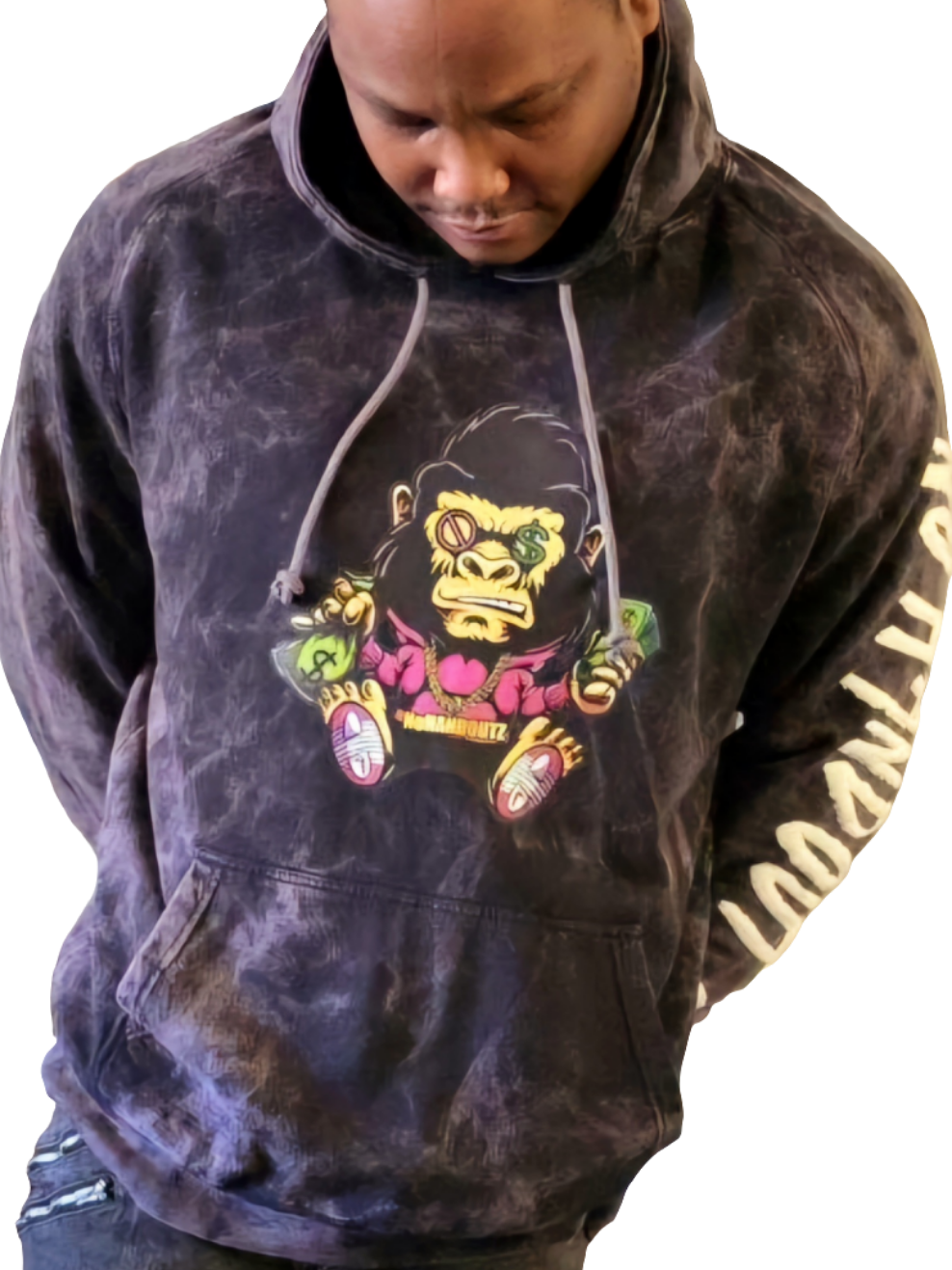 Smokey Black No Handoutz Vintage Wash Hoody