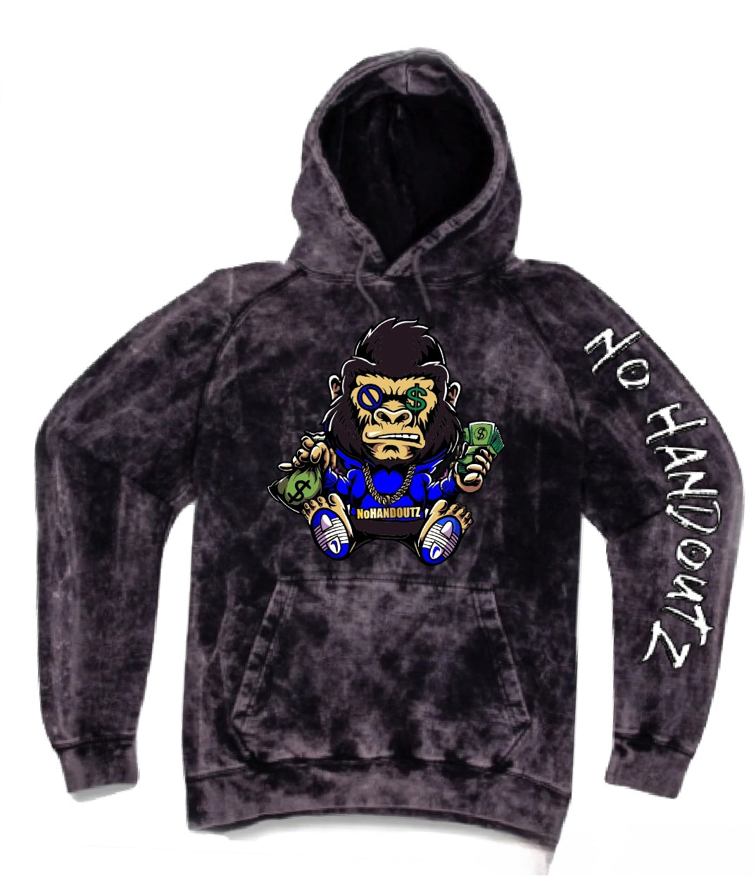 Smokey Black No Handoutz Vintage Wash Hoody