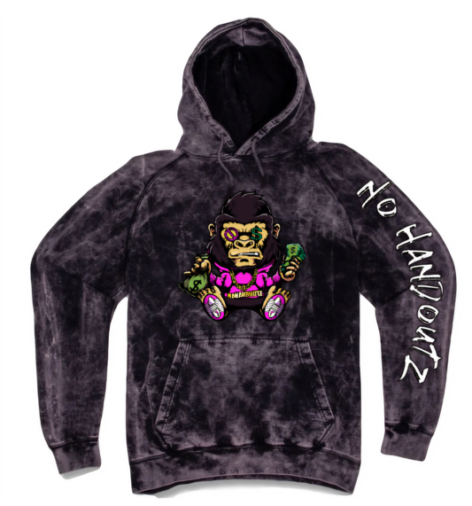 Smokey Black No Handoutz Vintage Wash Hoody